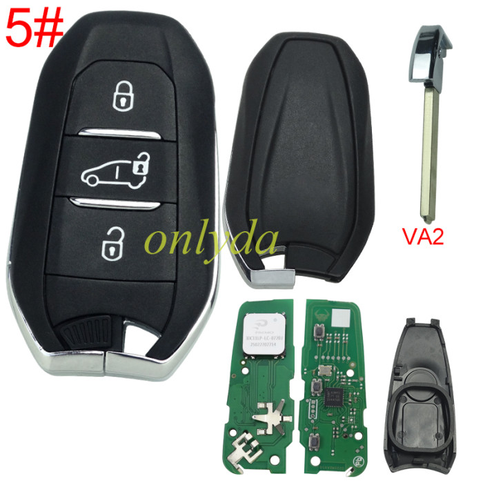 Chip model : A3M15 Aftermarket Smart Key for Peugeot 3 Buttons / Frequency:433MHz   Transponder: HITAG AES 4A  Blade VA2/HU83 /   Part No: 98 097 814 ZD / 98097814ZD / Keyless Go 308/3008/408/5008/ opel -Astra L / Corsa F Citroen C4 CACTUS / PICASSO / C3