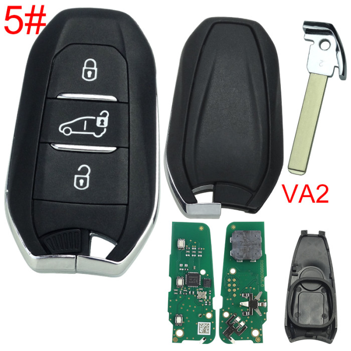 Chip model A3M05/A3M15/A3M65 All in one, Aftermarket Smart Key for Peugeot 3 Buttons / Frequency:433MHz Transponder: HITAG AES Blade VA2/HU83 / Part No:98 097 814 ZD / 98097814ZD/Keyless Go 308/3008/408/5008/ opel -Astra L/ Corsa F Citroen C4 CACTUS / PICASSO/C3