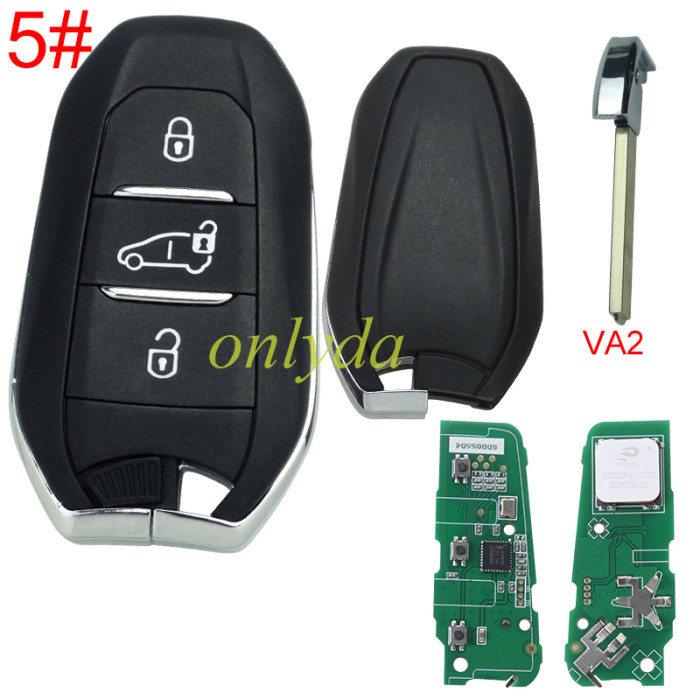 Chip model : A3M65 Aftermarket Smart Key for Peugeot 3 Buttons / Frequency:433MHz   Transponder: HITAG AES 4A  Blade VA2/HU83 /   Part No: 98 097 814 ZD / 98097814ZD / Keyless Go 308/3008/408/5008/ opel -Astra L / Corsa F Citroen C4 CACTUS / PICASSO / C3 , pls choose button