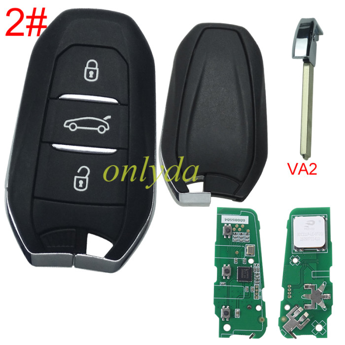 Chip model : A3M65 Aftermarket Smart Key for Peugeot 3 Buttons / Frequency:433MHz   Transponder: HITAG AES 4A  Blade VA2/HU83 /   Part No: 98 097 814 ZD / 98097814ZD / Keyless Go 308/3008/408/5008/ opel -Astra L / Corsa F Citroen C4 CACTUS / PICASSO / C3 , pls choose button