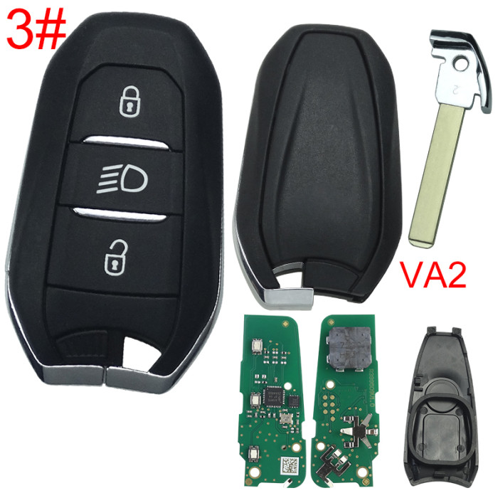 Chip model A3M05/A3M15/A3M65 All in one, Aftermarket Smart Key for Peugeot 3 Buttons / Frequency:433MHz Transponder: HITAG AES Blade VA2/HU83 / Part No:98 097 814 ZD / 98097814ZD/Keyless Go 308/3008/408/5008/ opel -Astra L/ Corsa F Citroen C4 CACTUS / PICASSO/C3