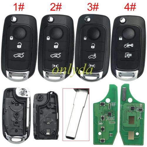 For 2016-2018 Fiat Egea 500X TIPO 4 button flip remote key 434mhz   with electronic MQB 48 chip Megamos AES 48 & SIP22   Model: I6FA, pl