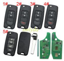 Aftermarket for Chrysler 2+1/3+1/4 button flip remote key 434mhz with Megamos AES MQB 48  chip pls choose button  Renegade 2015 2016 2017 2018 Remote Car  2ADFTFI5AM433TX
