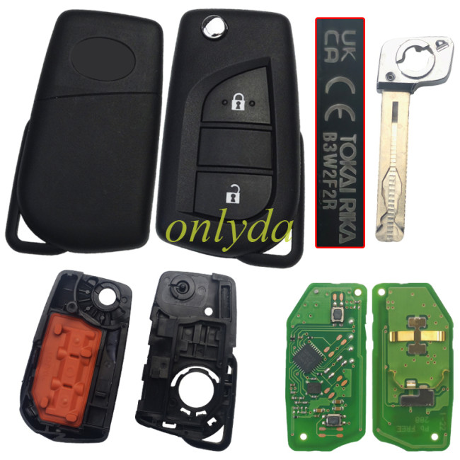 New OEM Toyota Yaris/ Yaris Cross /Aygo Flip Remote Key IDBA &2 Buttons 433.6-434.3MHz( Hopping Frequency) part number B3W2F2R without blade