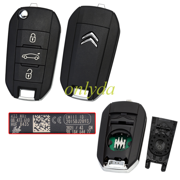 Origianl Citroen remote key with 434mhz with 4A chip
