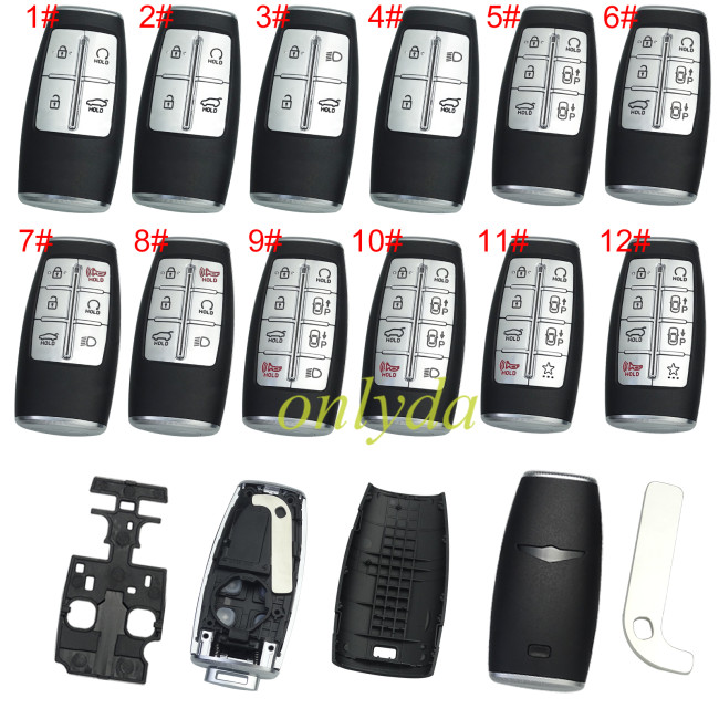 For Hyundai remote key shell with badge , pls choose button