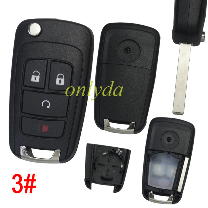 FOr Chevrolet/Opel/ Buick remote key shell HU100 blade with roundbadge place, pls choose the button