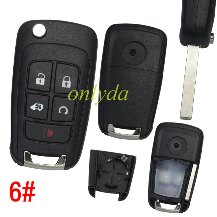 FOr Chevrolet/Opel/ Buick remote key shell HU100 blade with roundbadge place, pls choose the button