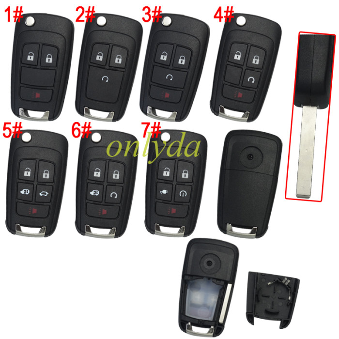 FOr Chevrolet/Opel/ Buick remote key shell HU100 blade with roundbadge place, pls choose the button