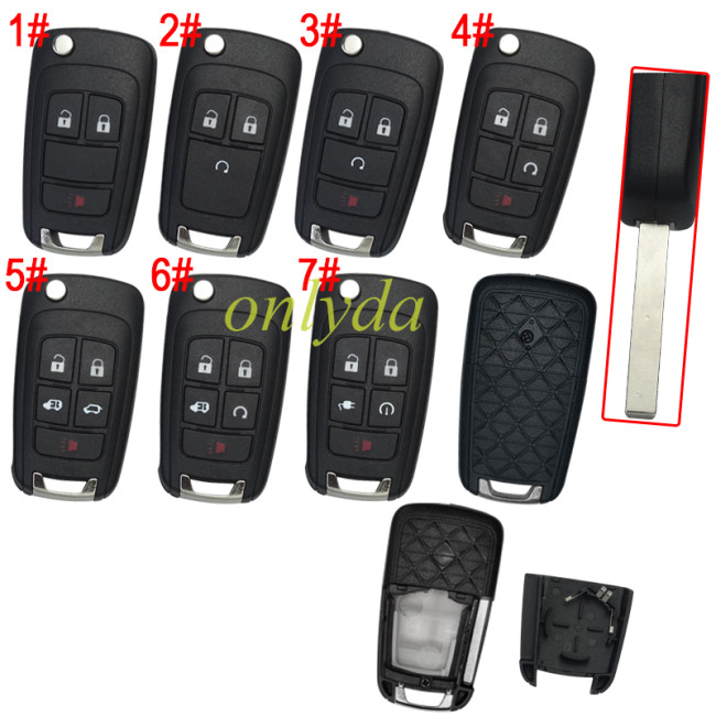 FOr Chevrolet/Opel/ Buick remote key shell HU100 blade without badge place, pls choose the button