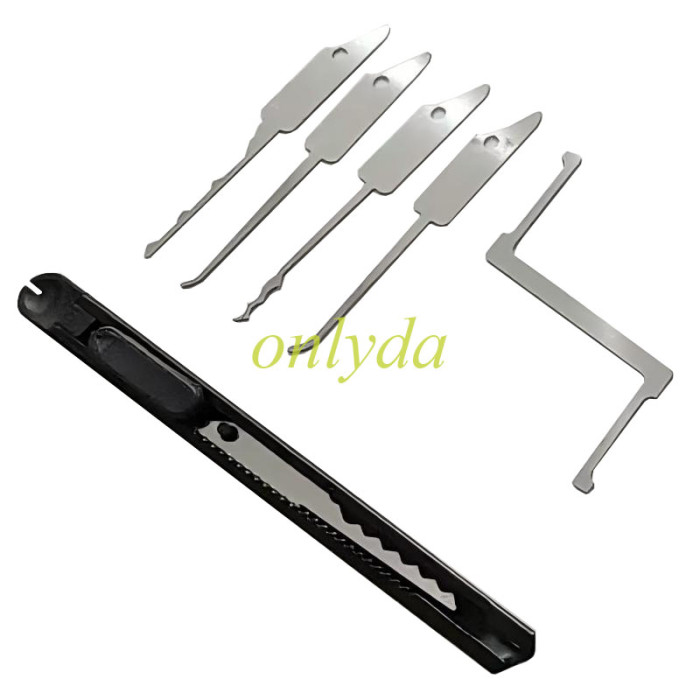 6Pcs Stainless Steel Lock Pick Tools with Adjustable Handle Locksmith Repair Kit