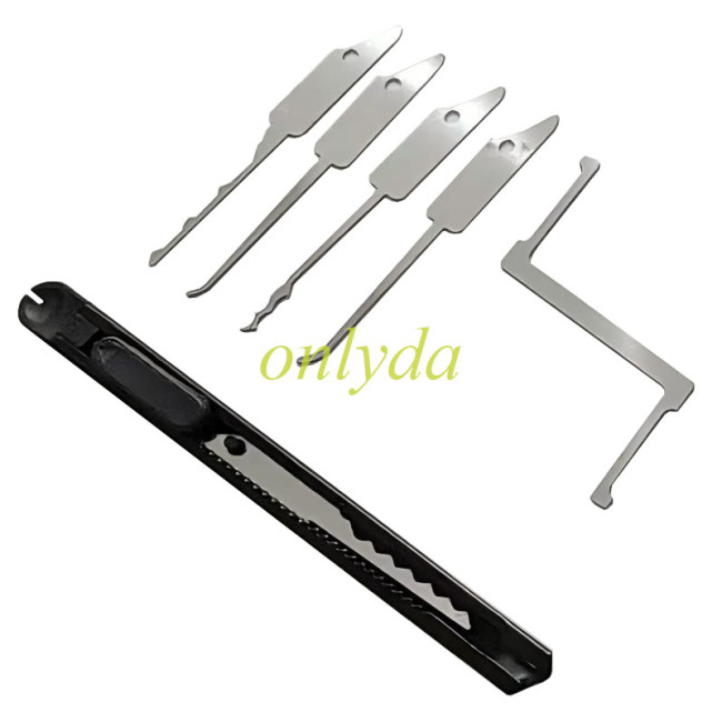 6Pcs Stainless Steel Lock Pick Tools with Adjustable Handle Locksmith Repair Kit