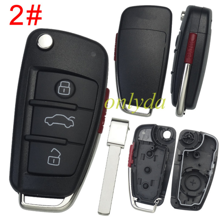 Audi A3 3/3+1 button remote key shell with blade HU162, without badge, pls choose model