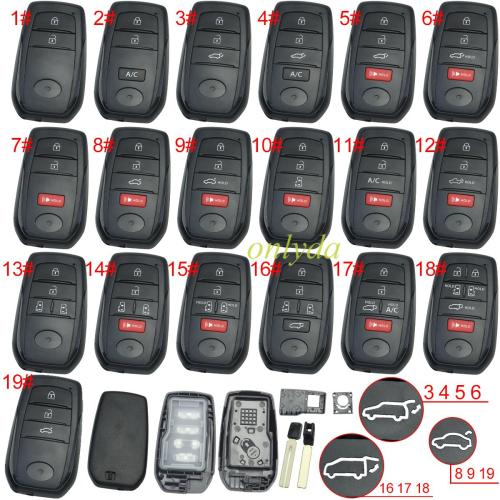 For Toyota  remote key blank, fit for KD/VVDI PCB, pls choose button