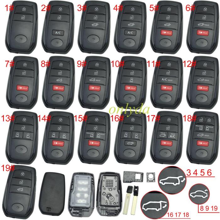 For Toyota  remote key blank, fit for KD/VVDI PCB, pls choose button