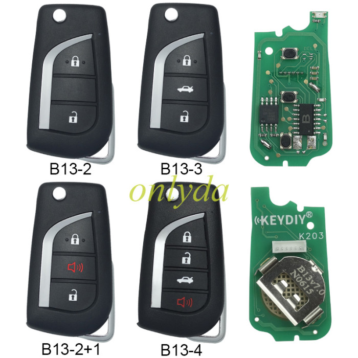 5pcs/lot Free shipping from HK  keydiy remote B13  2/2+1/3/3+1 button for toyota car .pls choose button