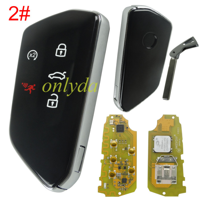 5pcs/lot Free shipping from HK KEYDIY FGB25 For VW Style 3/4+1 Buttons Universal Smart Remote support 5C 5D key（5D UWB function not working）, pls choose button