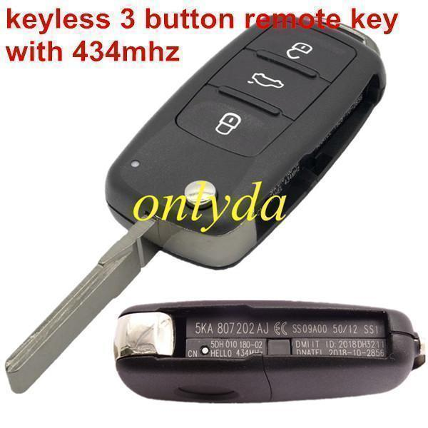 VW Keyless Smart Remote Fob 3B / 3+1B with 315MHZ / 434mhz ID48chip