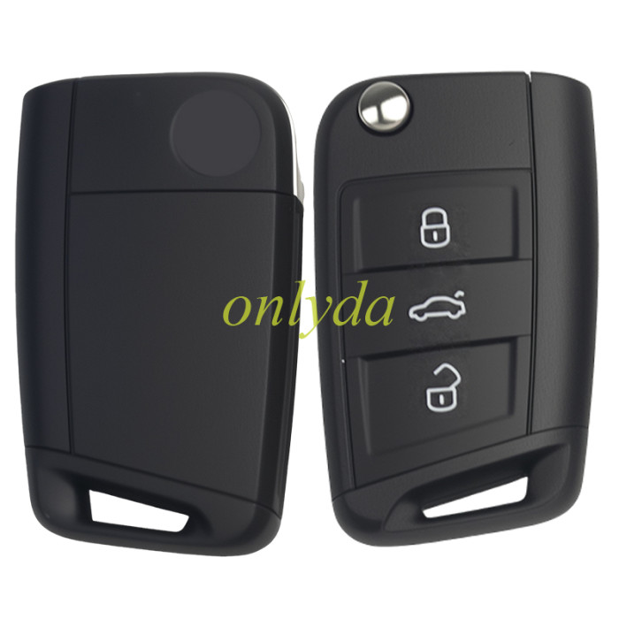 OEM 3-button flip key remote for Volkswagen and Skoda vehicles, keyless GO  434MHz frequency with an MQB49 (5C/ID49)   ID49 Megamos AES Transponder Chip NCF2161W   57A959752C /57A959753C