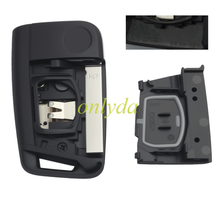 OEM 3-button flip key remote for Volkswagen and Skoda vehicles, keyless GO  434MHz frequency with an MQB49 (5C/ID49)   ID49 Megamos AES Transponder Chip NCF2161W   57A959752C /57A959753C