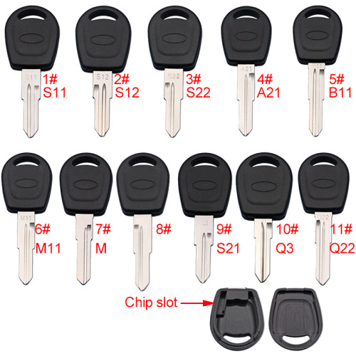 For Chery transponder key blank with chip slot without badge , pls choose blade model