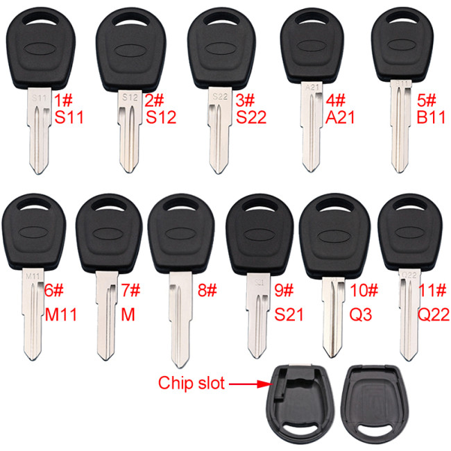 For Chery transponder key blank with chip slot without badge , pls choose blade model