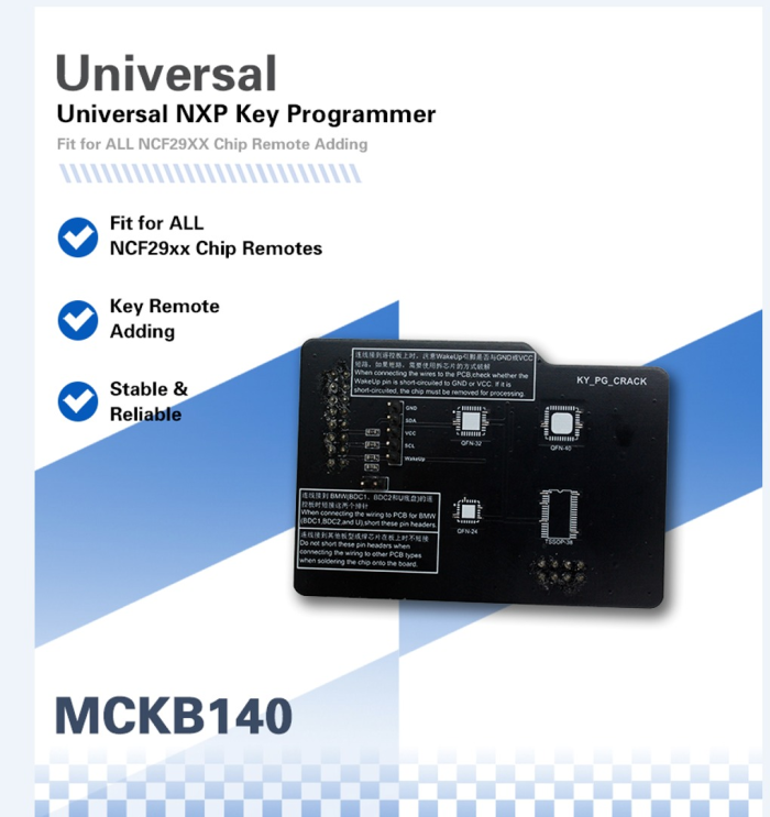 MCKB140  Universal Adapter NXP Key Programmer Fit for ALL NCF29XX Chip Remote Adding