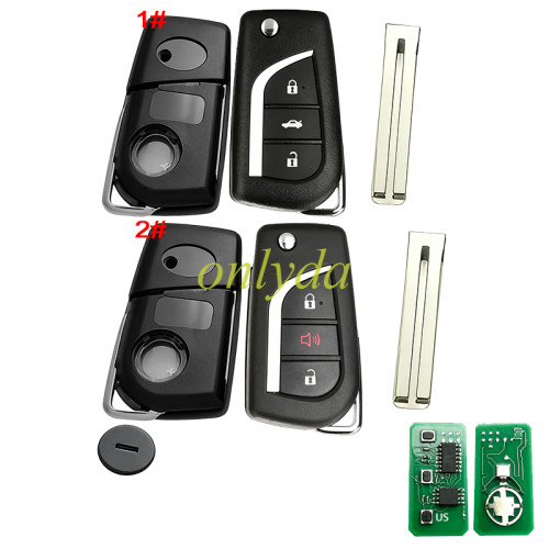 For Toyota Corolla Cross , 2B / 2+1 B , 433 MHz,  FSK 89070-0KB40 Toyota Hilux 2015-2020 Flip Remote, with TOYOTA H 8A CHIP BA2TA,  TOY48
