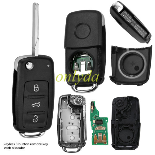 VW Keyless  Smart Remote Fob 3B / 3+1B with 315MHZ / 434mhz  ID48chip