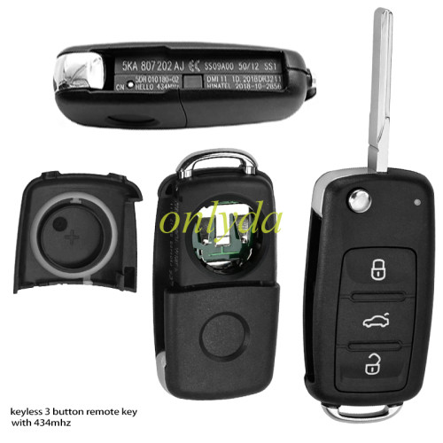 VW Keyless  Smart Remote Fob 3B / 3+1B with 315MHZ / 434mhz  ID48chip