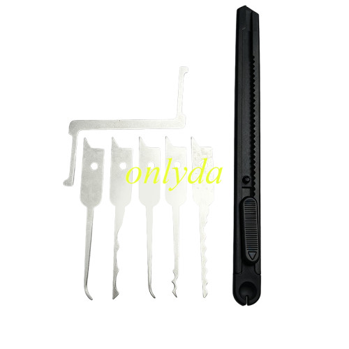 6Pcs Stainless Steel Lock Pick Tools with Adjustable Handle Locksmith Repair Kit