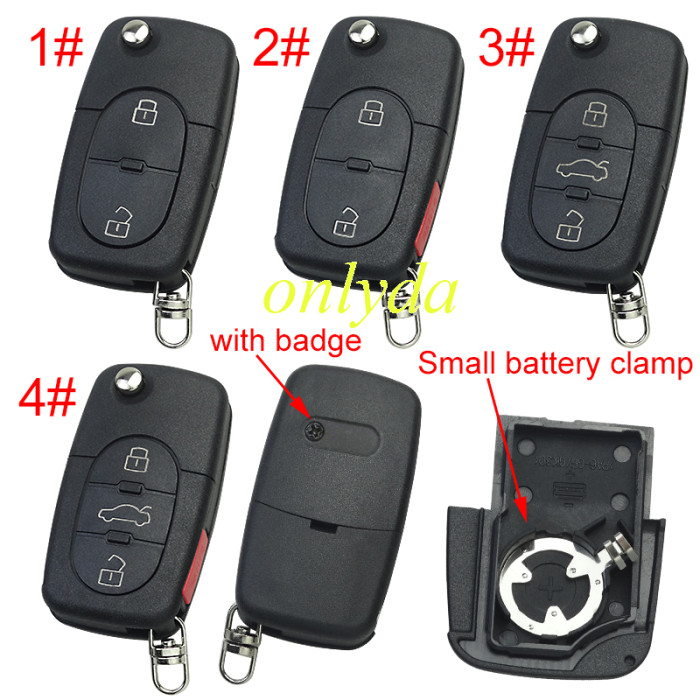 For Audi remote replacement key shell   with 1616 model battery holder, pls choose the button type