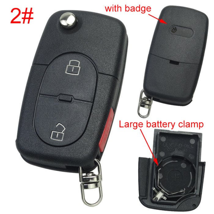 For Audi remote replacement key shell   with 2032 model battery holder, pls choose the button type