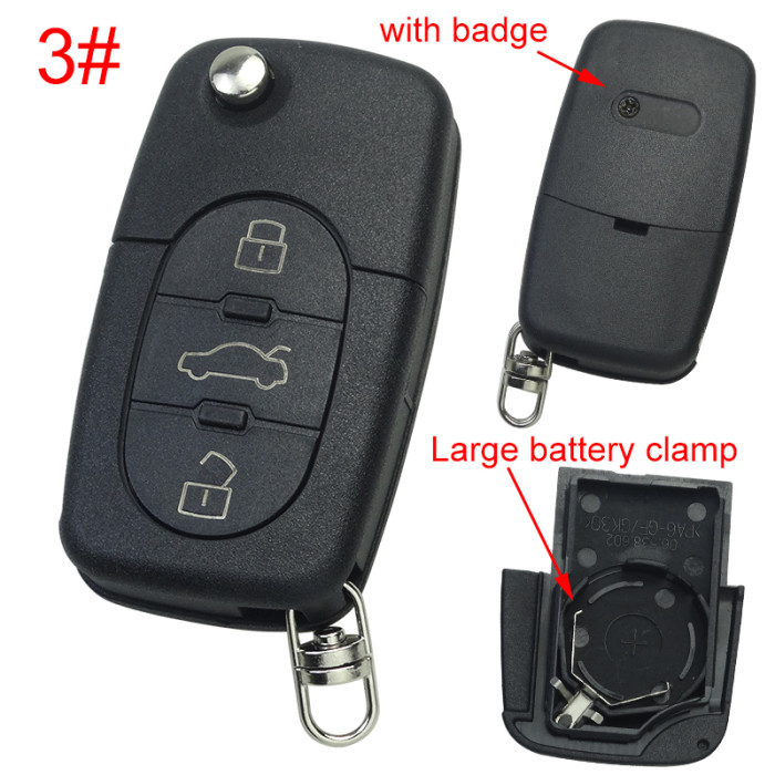 For Audi remote replacement key shell   with 2032 model battery holder, pls choose the button type
