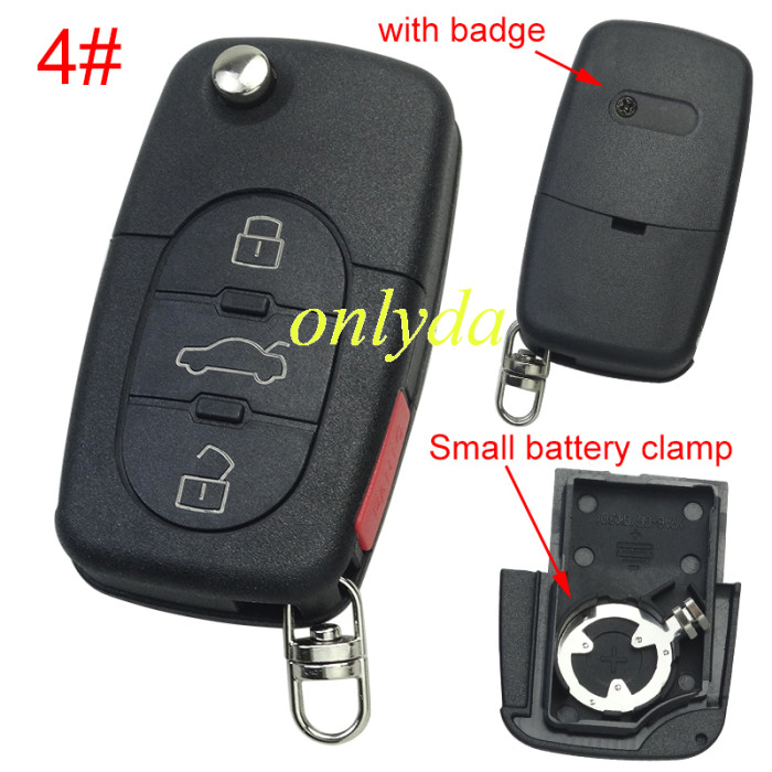 For Audi remote replacement key shell   with 1616 model battery holder, pls choose the button type