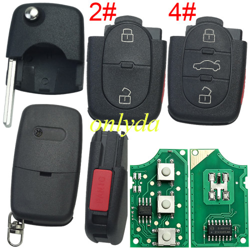 For Audi 2+1/3+1button control remote  315MHZ ID48chip PN: 4DO 837 231 M, pls choose button
