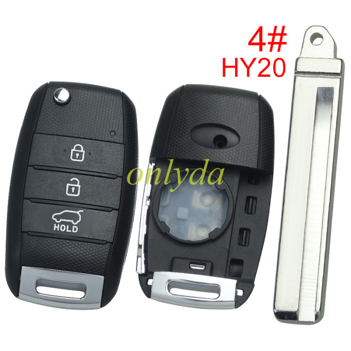 For Kia 3 button filp remote replacement key shell, pls choose the blade