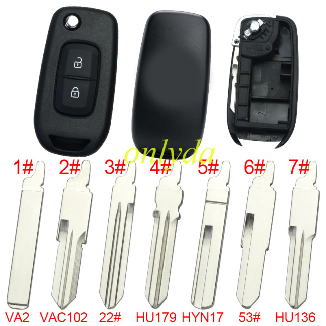 【new model, different internal 】For Renault filp remote key shell,  with new Renault badge, pls choose blade