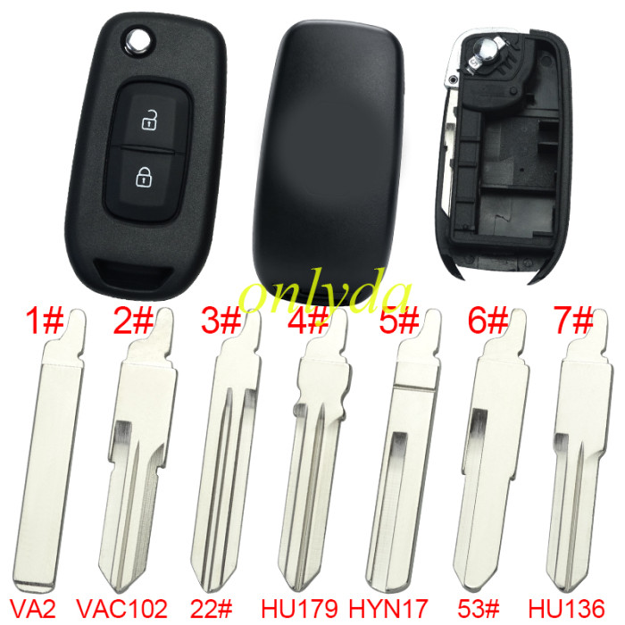 【new model, different internal 】For Renault filp remote key shell,  with new Renault badge, pls choose blade