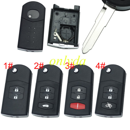For mazda  remote key shell with blade ,with badge  , pls choose button model