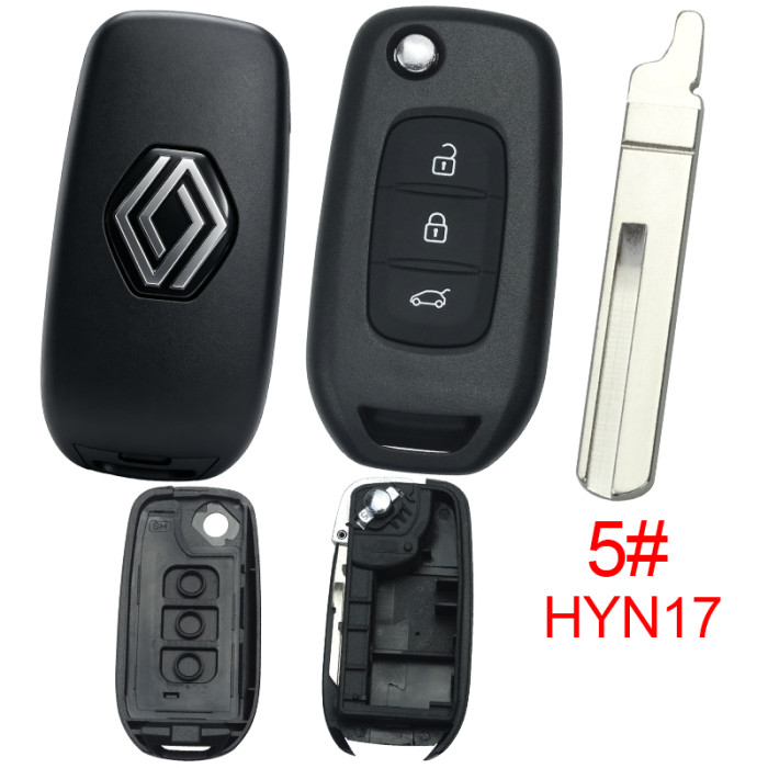 【new model, different internal 】For Renault filp 3 BUTTON remote key shell,  with new Renault badge, pls choose blade