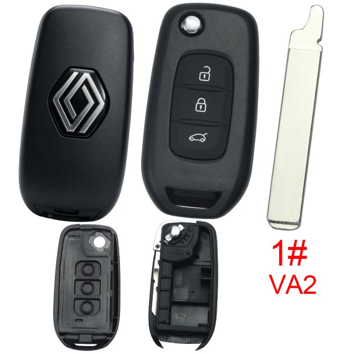 【new model, different internal 】For Renault filp 3 BUTTON remote key shell,  with new Renault badge, pls choose blade