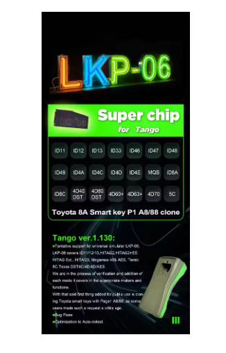 LKP-06 Super Chip Universal Transponder Chip for ID13 ID48 ID49 MQB ID8A ID8C 4d63+ 4D70 for Tango Key Programmer