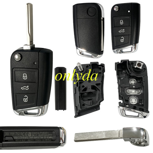 For VW 5C/5D remote key shell with badge