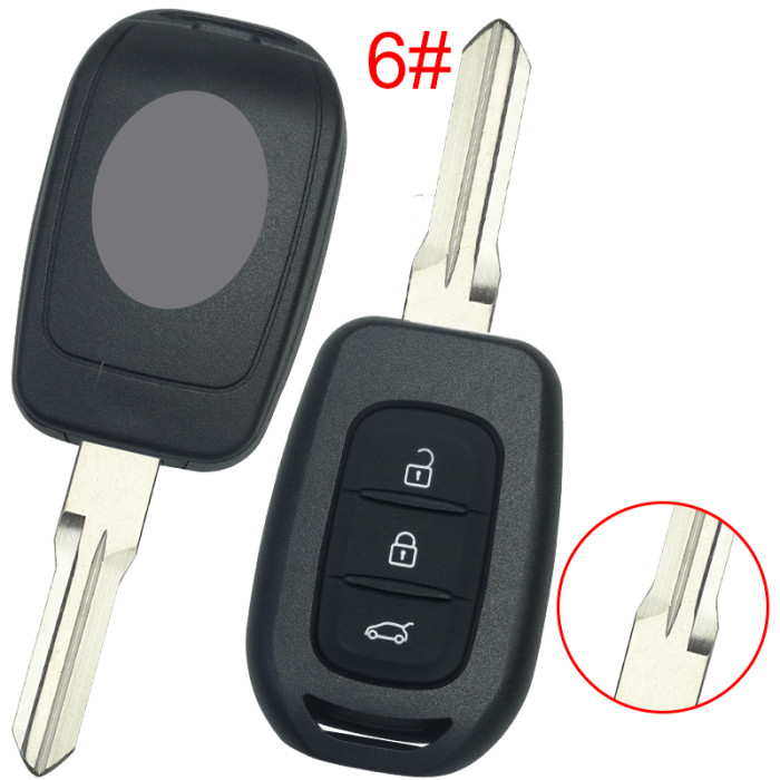For Renault  3 button remote key blank with badge with battery clamp , pls choose blade