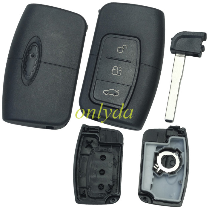 free shipping and no tax from HK warehouse 10pcs/lot  For Ford 3 button remote key  blank with Emmergency key blade