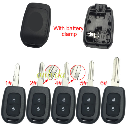 Renault New Dacia Rear Cover  2 button remote key blank with logo, pls choose blade