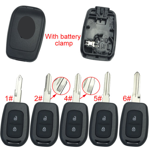 For Renault  2 button remote key blank with battery clamp with new badge , pls choose blade