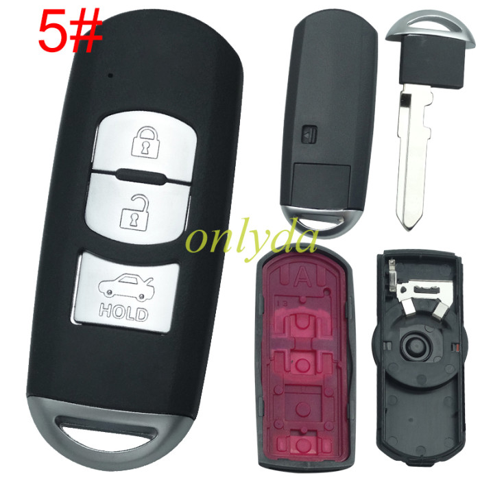 free shipping and no tax from HK warehouse 10pcs/lot For Mazda  remote key blank with blade ( 3parts) without badge, pls choose the button