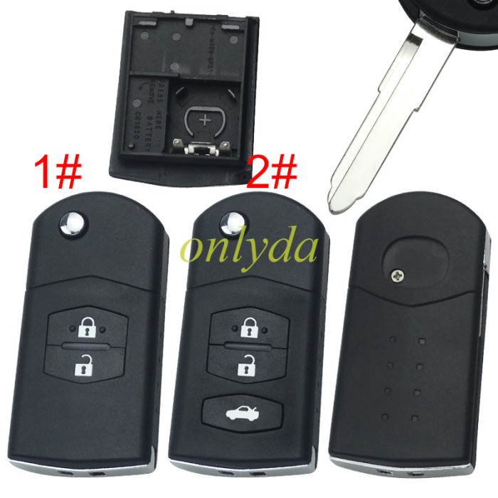 free shipping and no tax from HK warehouse 10pcs/lot  For mazda  remote key shell with blade ,with badge  , pls choose button model